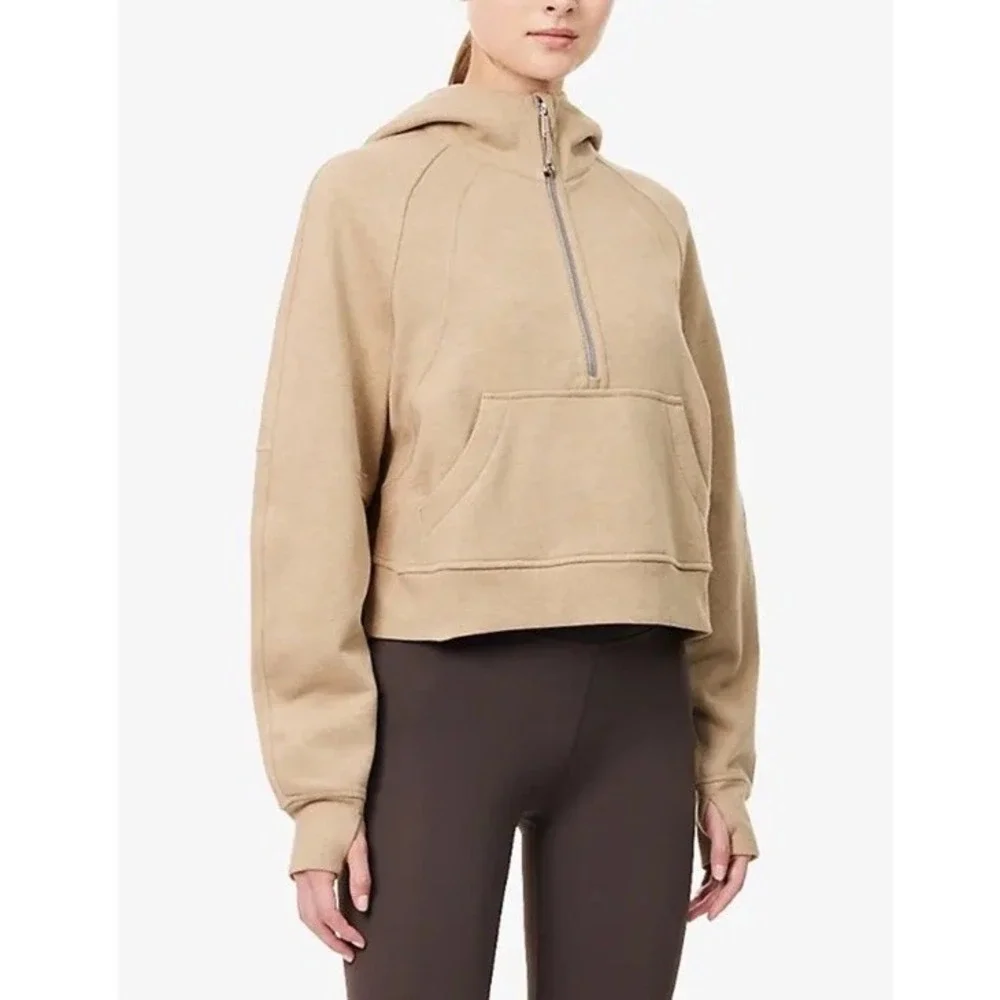 Lululemon Scuba Half-Zip Cotton-Blend Hoody - Heathered Nutmeg M/L
